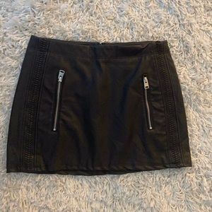 Leather black mini skirt